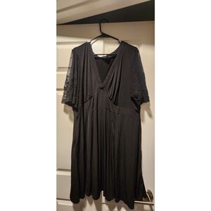 Torrid Black Midi Dress with Lace Sleeves